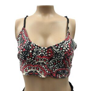 Volcom Printed Crop Bralette Scoop Neck Adjustable Straps Mid-Racerback M